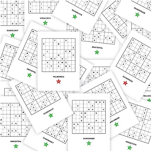24er Set Sudoku Weihnachts Postkarten durchnummeriert - auch schön als Adventskalender, einfach lochen fertig sind die Geschenk Anhänger