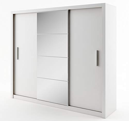 Schwebetürenschrank Kleiderschrank Schrank mit Schiebetür IDEA ID01 (Weiß Matt)