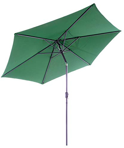 Nexos Trading Sonnenschirm 290 cm neigbar Kurbel UPF 50+ grün | Stahl Gestell 6 Rippen, Polyester 160g/m² wasserabweisend, Handkurbel, knickbar, 2-teiliger Mast, Höhe 230 cm, Ø 40 mm