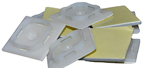Klebepad Klebesockel Kabelbinder Befestigungssockel Kabelhalter 100 Stk. (40 x 40 mm, weiß/natur)