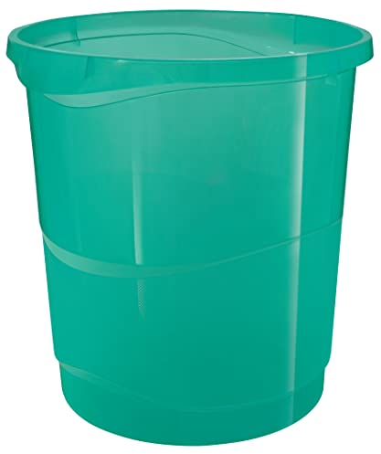Esselte - Corbeille à Papier en Plastique, 14 L, Détritus & Recyclage, Maison / Bureau, Motif Texturé, Gamme Colour'Breeze, Vert, 626290