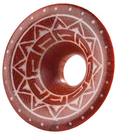 viva-adorno 1 Stück Single Flared Flesh Tunnel Plug aus Holz Tribal Inlay Ohr Piercing 6-30mm Z127