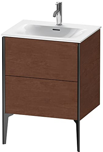 Duravit XViu 4300 Mueble bajo Lavabo Vertical, 2 cajones, para Lavabo Viu 234463, 610x480 mm, Color: Negro Mate/Nogal Americano