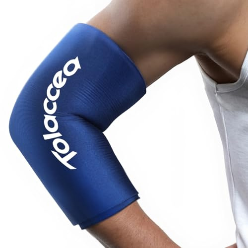 Tolaccea Knee Ice Pack & Elbow Ice Pack Support Brace for Hot & Cold Compress Therapy, Compression Sleeve Reusable Gel Pack for Injury Cold Wrap for Knee Calf Elbow (Blue, S)