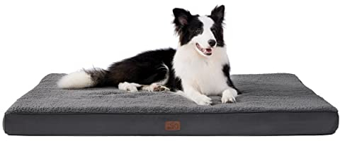 BEDSURE orthopädisches Hundebett Grosse Hunde - 112x81x7.6cm Hundekissen flauschig Hundematte waschbar Hundematratze in dunkelgrau für große Hunde