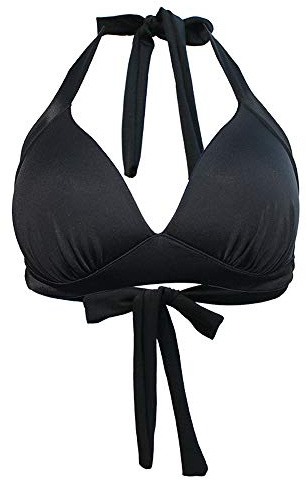 VILOREE Vintage 1950's Rockabilly Damen Frauen Bikini Oberteile Push Up Neckholder Bügellos Schwarz-2 M
