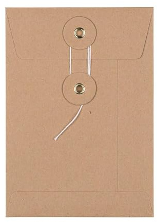 Natürlich verpacken Umschlag C6, 162 x 114 mm, Braun, Bindfadenverschluss, Kraftpapier, Versandtasche - 10 Stück/Pack