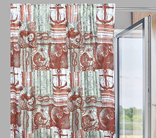 Tex family Tenda tendaggio confezionata Made in Italy cm. 175x290 per tutti i tipi di bastone e binari Stile Marino Ancora Rosso