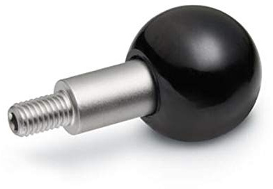 Pomello a sfera girevole in acciaio inox con perno filettato, diametro 40 mm, M10