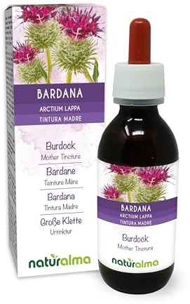 Bardane (Arctium lappa) herbe et racines Teinture Mère sans alcool Naturalma - Extrait liquide gouttes 120 ml - Complément alimentaire - Végétalien ou végan
