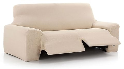 MAXIFUNDAS | Funda de Sofá Relax 3 Plazas con 2 Pies | Color Marfil | Funda para sofá reclinable | Ajuste fácil colocación | Modelo Vega.
