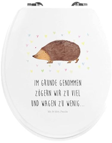 Mr. & Mrs. Panda Motiv WC Sitz Igel Herzen - Geschenk, Gute Laune, Toilette, lustige Sprüche, Tiermotive, Klobrille, WC-Sitz, Vertrauen, Kuss, Tiere,