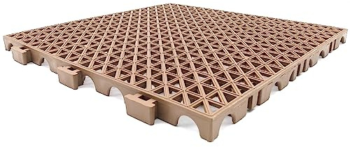12 Losetas PVC Reforzadas Marrón ≈1,3m² Antihumedad Garajes y almacenes | Paso de coches y maquinaria. Evita resbalones. Drenaje eficaz. Ideal trasteros, sótanos, bodegas, despensas y zonas húmedas.