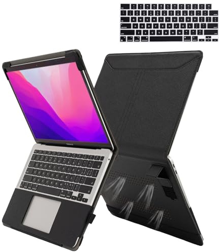 TYTX Kompatibel mit MacBook Pro 14 Zoll Hülle 2025-2021 M5 M4 M3 M2 M1 A3112/3434/3185/3401 A2918/2992/2779/2442, Laptop-Hülle mit Heat-Vent und Stand Funktion und Tastaturabdeckung, Schwarz