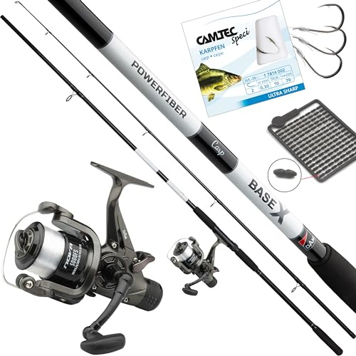 Fischzeux Angelset Karpfen Profi CarpFX - Karpfenset Rute + Freilaufrolle 3,60m