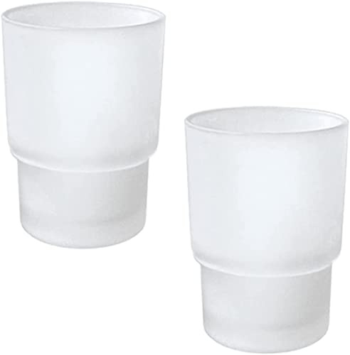 MLZYKYJZ Zahnbürstenhalter, 2 Stück, mattiert/transparent, Glasbecher, Ersatz für Wandmontage, Universal-Ersatz-Mundspülbecher, Badezimmerzubehör (mattiert), CFWL-0001
