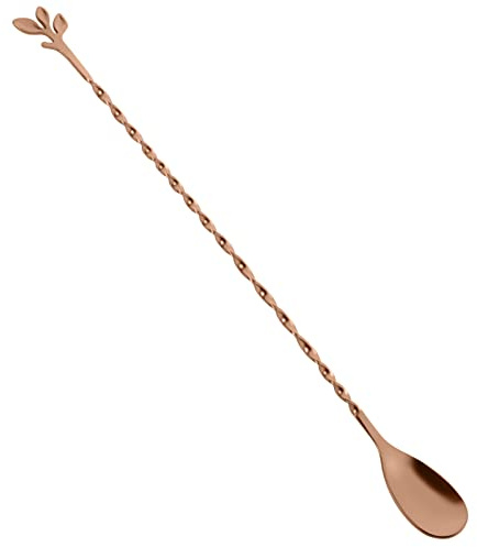 AnSaw 30,5 cm Edelstahl-Rührlöffel, 1 Stück Roségold-Spiralmuster, Barlöffel