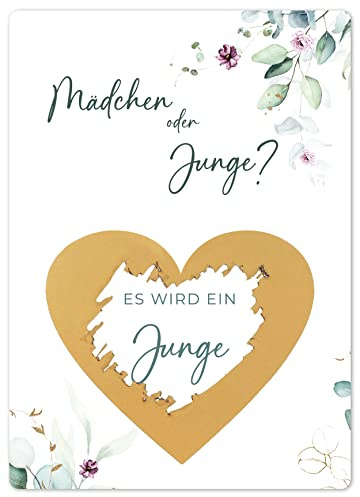 Joli Coon Rubbelkarte Geschlecht verkünden, Es wird ein Junge, Boy or Girl | 350g Designerpapier, fühlbare UV-Lack-Veredelung, für Gender-Reveal-Partys, Premium-Papeterie