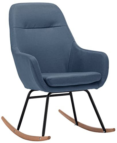Makastle Schaukelstuhl Stoff Schaukelsessel Moderner Schwingstuhl Sessel Stuhl Wohnzimmersessel Relaxsessel Schwingsessel Polster Relaxstuhl 61 x 80,5 x 89 cm Blau