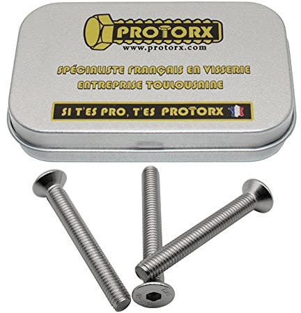 Vis à Tête Fraisée M6 x 50mm Inox 10 Pièces | Vis 6 Pans Tête Cylindrique Acier A2 | Anti-Rouille ISO 10642 | Boîte PROTORX