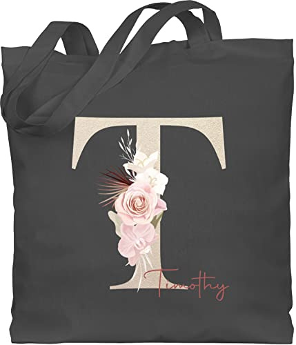 Geschenk mit Namen personalisiert by Shirtracer - Baumwolltasche - Initialen - Geschenk personalisiert mit Namen I Geschenkideen Anfangsbuchstabe Name
