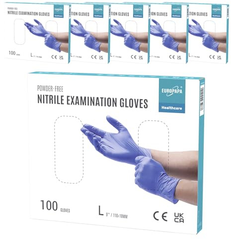 EUROPAPA® 500x Einweghandschuhe Nitrilhandschuhe puderfrei Untersuchungshandschuhe EN455 EN374 latexfrei Einmalhandschuhe Handschuhe in Gr. S, M, L & XL verfügbar (Lila, L)
