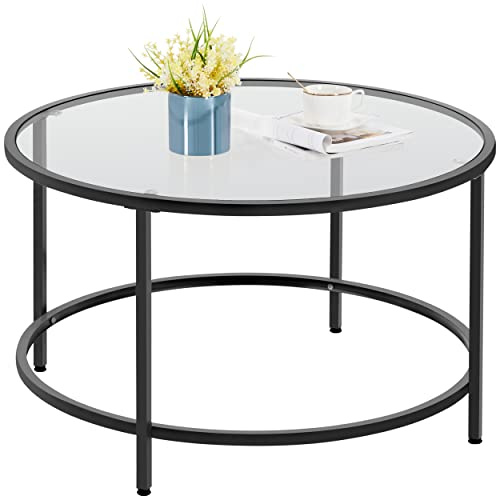 Yaheetech Round Coffee Table Black