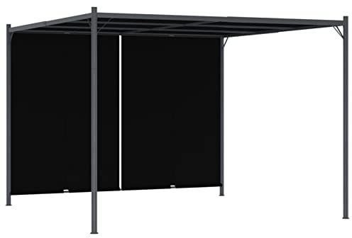 LAPOOH Gartenpergola mit Versenkbarem Dach, Grillüberdachungen, Gartenpavillon, überdachung Terrasse, Grill Unterstand, Pergola, überdachung Garten, 3x3 m Anthrazit