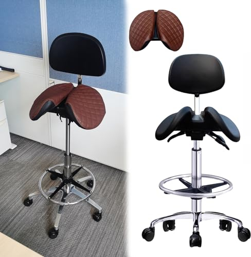 TUJOBA Sattelhocker Dentalbüro Sattel Schwenkstuhl Verstellbare Höhe, Ergonomischer Rollhocker mit Kissenbedeckung, Stehwerkschalter Sitz für Zuhause/Büro (Size : 52-70cm (20.5-27.6in))
