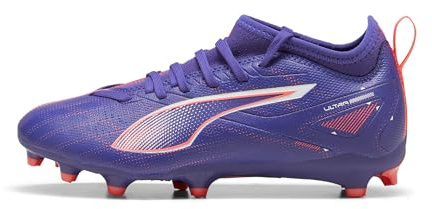 PUMA Ultra 5 Match FG/AG Jr Soccer Shoe, Lapis Lazuli White-Sunset Glow, 28 EU