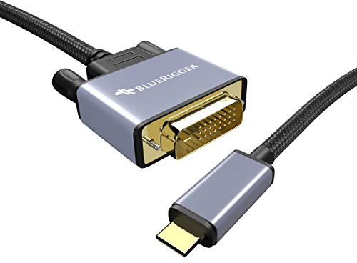 BlueRigger USB C to DVI Cable (5M, 4K 30Hz, USB 3.1 Type C to DVI, Thunderbolt 3 to DVI) USB-C to DVI-D Cable Compatible with Samsung Galaxy, Surface Book, MacBook Pro, Dell, Pixelbook and More