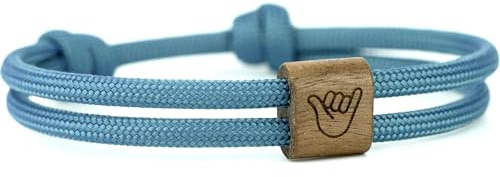 KOMIMAR Holz Surfer Armband Hang Loose SHAKA in vielen Farben - Glücksbringer - Geschenkidee - Treibholz Gravurarmband - Wichtelgeschenke