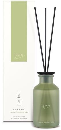ipuro - Classic Raumduft BERGAMOTE - 240ml | Raumerfrischer, Asiatische Frische mit grüner Limette & Zitronengras - Duft | Diffuser mit Stäbchen | Belebender Lufterfrischer für die Wohnung