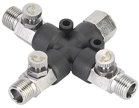 1/8 Tee Air Brush Fitting, Metal Air Hose Splitter, Air Brush Air Hose Manifold for Pumps, Compressors or Tanks
