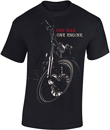 Baddery Biker T-Shirt Herren - „Chopper One Man One Engine“ | Motorrad Shirt für Motorradfahrer & Biker