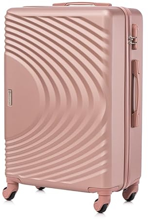 BETLEWSKI - Großer Koffer Hartschale - Reisekoffer mit 4 Rollen - Leicht Hartschalenkoffer ABS Rollkoffer mit Schloss - Modell SINOPE- Größe 76 cm x 48 cm x 28 cm 93 Liter - Roségold