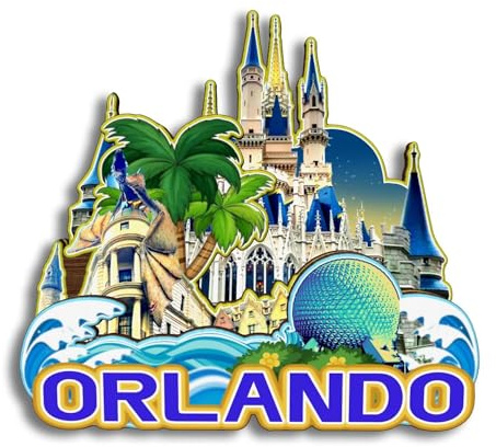Quwsne Kühlschrankmagnet Orlando Florida USA Kühlschrankmagnet Stadt Reise Souvenirs Touristengeschenke 3D klassische Sehenswürdigkeiten handgefertigt Handwerk Heimdekoration -171, QS-WC-171