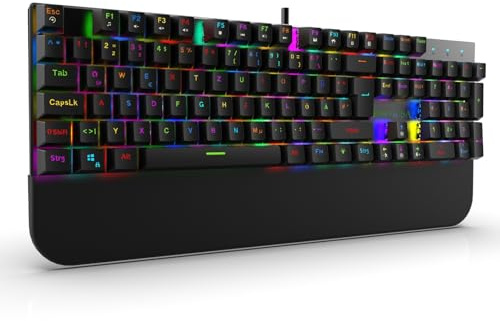 İnca IKG-443 Mechanische Gaming Tastatur mit Red Switches – RGB Hintergrundbeleuchtung mit 18 Modi, Anti-Ghosting, Magnetische Handballenauflage, Leise Tasten, Software-Anpassung -für PC & Laptop