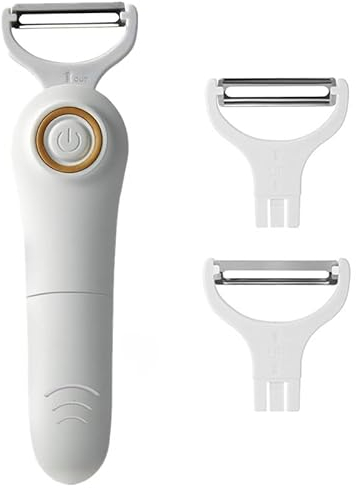 Electric Fruit and Vegetable Peeler, Handheld Kitchen Peeler with 3 Replaceable Blades, Suitable for Apples, Potatoes, Carrots, Cucumbers
