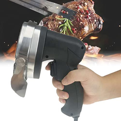 MLUENF Gyroscope électrique, Couteau gyroscopique trancheuse à Kebab électrique, Coupe-Viande Shawarma Commercial, Kebab Commercial portatif en Acier Inoxydable 304, Noir