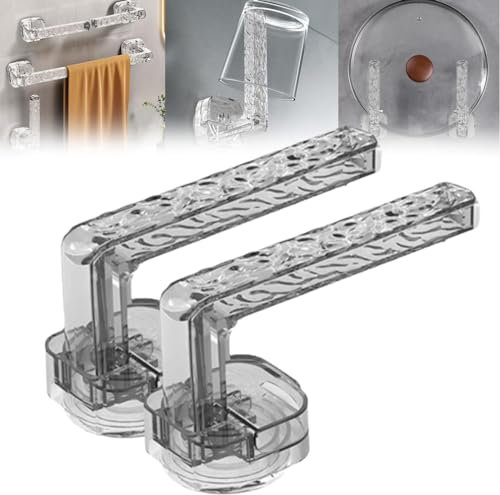 2 Stück Multifunktionaler Sauggriff, Transparenter geriffelter multifunktionaler Sauggriff, Haltegriff Dusche Ohne Bohren, Saugnapfhaken ohne Bohrer, Mehrzweck-Handtuchhalter, Griffhaken (Grau)