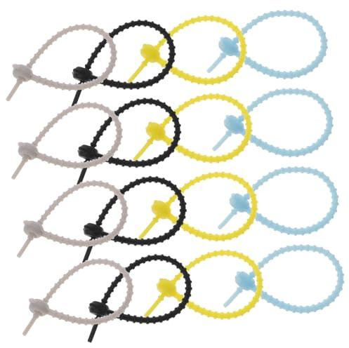HOMSFOU 20pcs Silicone Reusable Cable Ties Adjustable Mixed Style Cord Organiser for Cables and Headphones Prevents Tangling Desk and Home Management Style