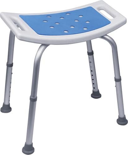 Aidapt Shower Stool with Seat Padding.Height Adjustable,Shower Head Holder,Minimal Assembly,No Tools Required,Non-Slip Ferrules,Integral Seat Handles,Elderly,Disability,Bath Chair