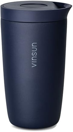 VINSUN Mug Isotherme pour Café à Emporter 350ml - Anti-Fuite, Double Paroi, Acier Inoxydable, Boissons Chaudes Froides - Tasse Isotherme avec Fermeture Quick Press