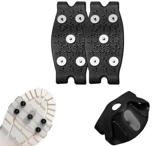 Manganstahl-Spikes rutschfeste Schuhüberzüge, Anti Rutsch Schuhspikes, Schuhbedarf Ice Grips Schuhkrallen - rutschfeste Eisspikes für Schuhe und Stiefel - Antirutsch Spikes Glatteis Winter (Schwarz)