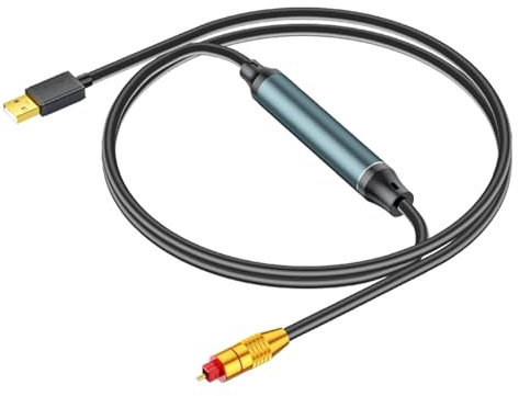 Générique Adattatore audio USB ottico, cavo USB ottico | Adattatore audio ottico Plug and Play,Cavo ottico nero, portatile ottico per i viaggi