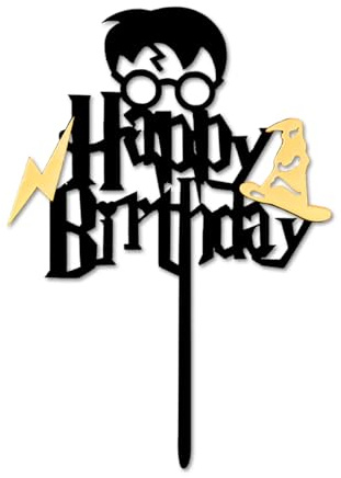 Lotsdonxia Personalised Harry Potter Birthday Cake Topper | Reusable Acrylic Magic Theme Decoration for Kids, Wizard School Parties, Birthdays | Non-Edible Cake Decor