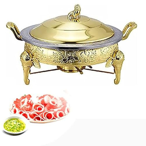 Runder Chafer-Buffet-Servierer und Wärmer mit Lebensmittelpfanne und Brennstoffhaltern für Küche, Party, Essen