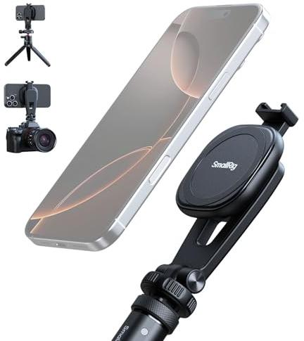 SMALLRIG Pince Magnétique AC-10 pour Téléphone, avec Fixation pour Griffe et trou Fileté 1/4-20, pour iPhone 16/15/14/13/12, Inclinaison à 90° pour Enregistrement et Diffusion en Direct - 5283