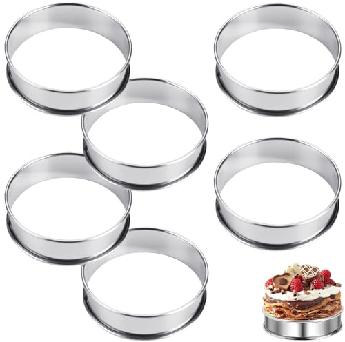 6 PCS Crumpet Rings, 8cm Non-Stick Stainless Steel Baking Rings for Perfect Crumpets, Pancakes, Eggs, English Muffins, Heat-Resistant, Easy Release, Dishwasher Safe